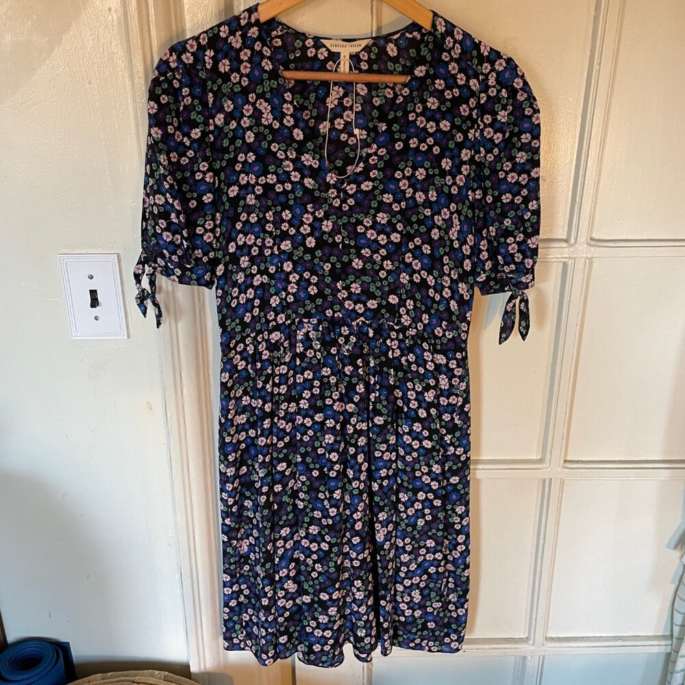 Short-sleeve floral silk Rebecca Taylor dress